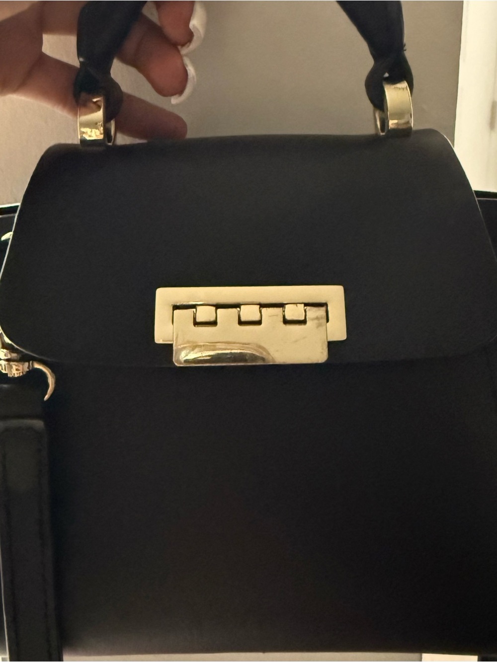 Zac Posen Black Satchel with Gold-Tone Hardware